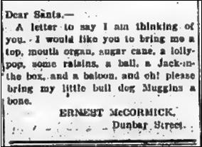 Letter about toys and Muggins the dog