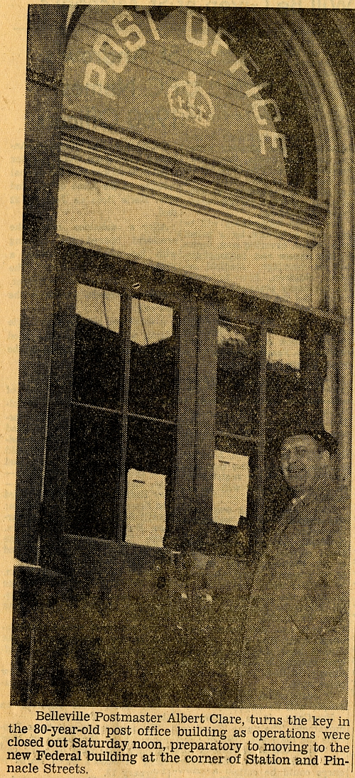 Photograph with Post Office sign and only one man.