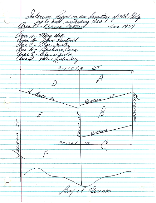 Sketch of historic building research zones in Belleville