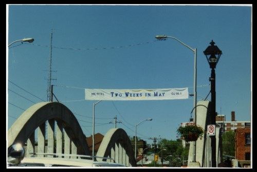 Promotional banner for Two Days in May on Lower Bridge in Belleville