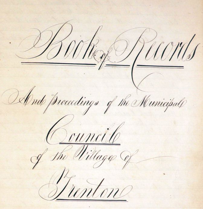 First page of Trenton minute book of 1853 to 1860