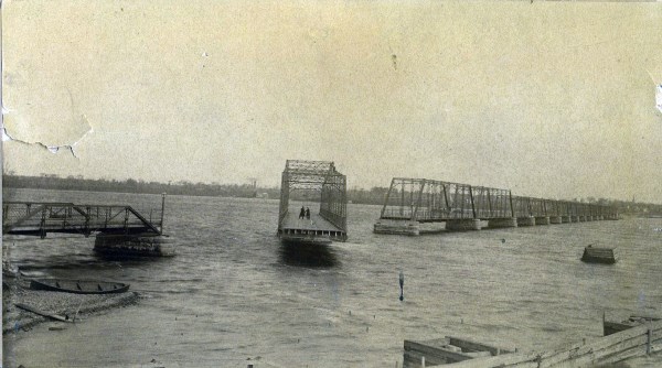 Swing bridge opening.