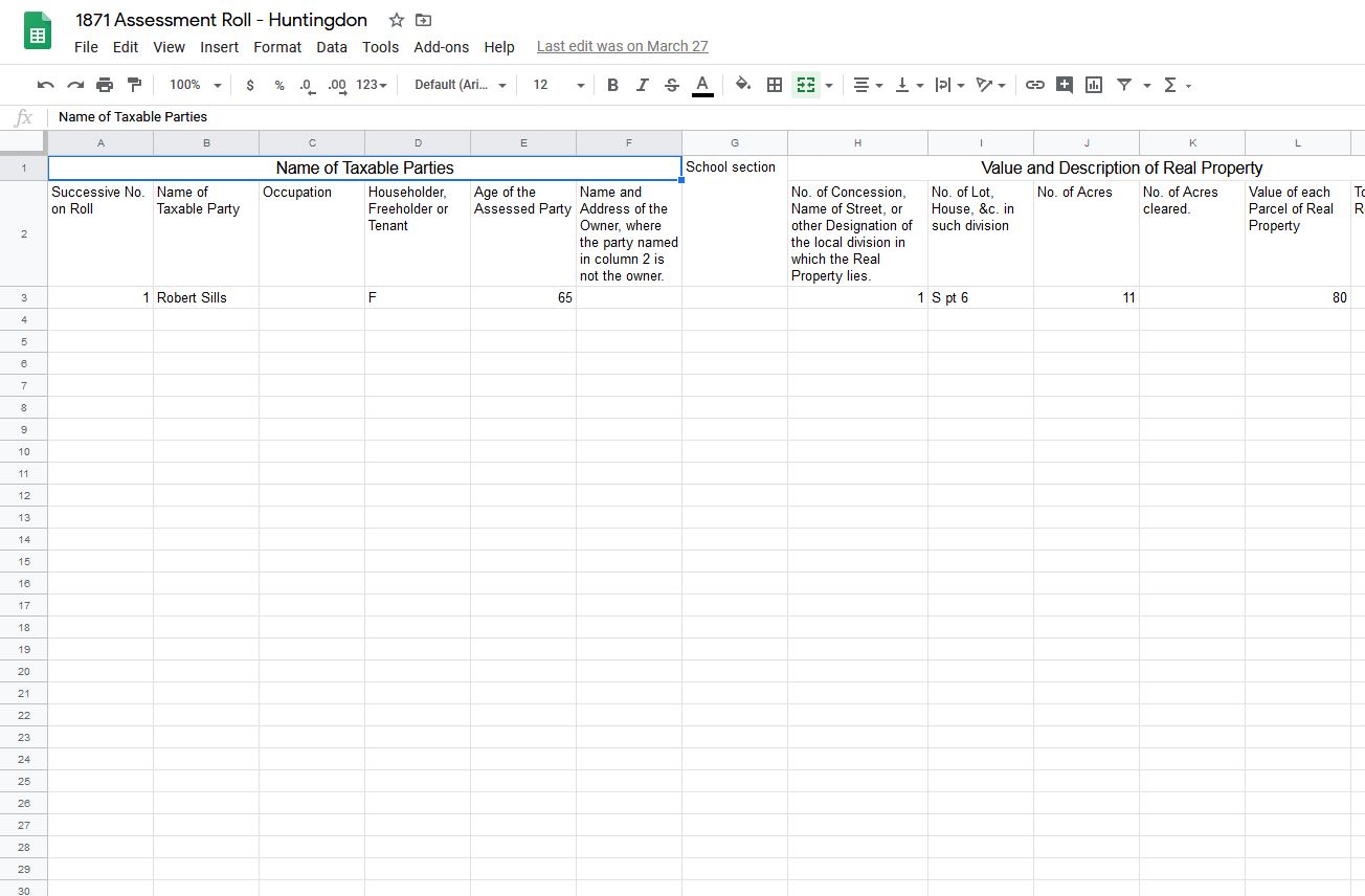 Huntingdon data entry form