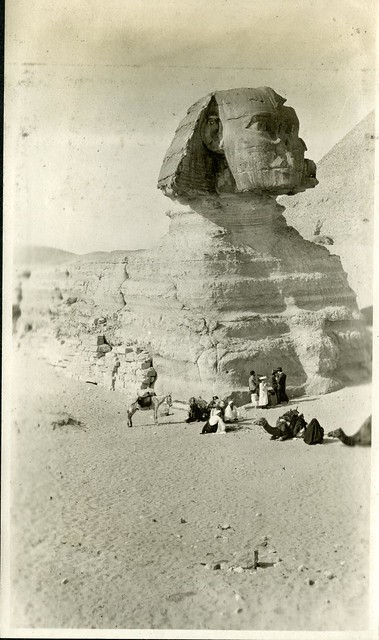 Sphinx with people at its base.