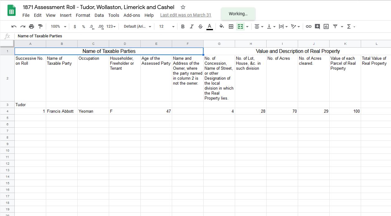 Tudor data entry form