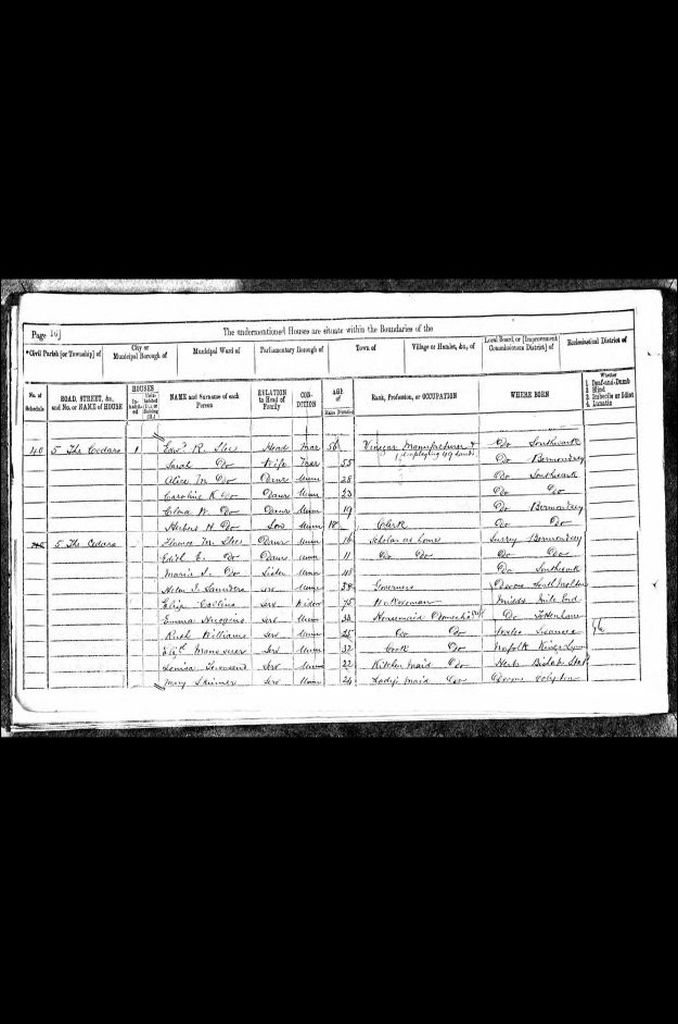 Census record from 1871 of the Slee family