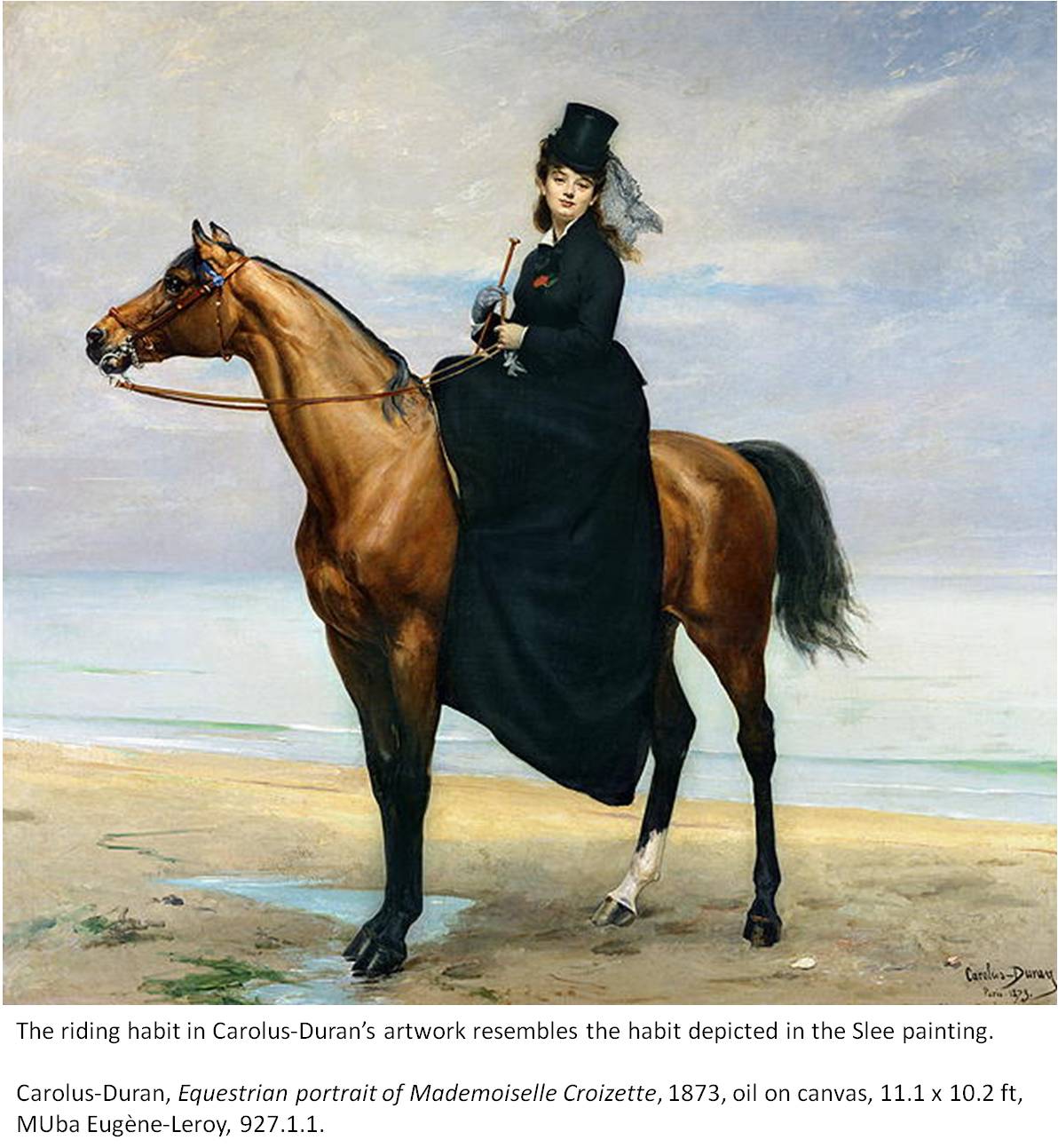 Carolus-Duran, Equestrian portrait of Mademoiselle Croizette, 1873, oil  on canvas, 11.1 x 10.2 ft, MUba Eugène-Leroy, 927.1.1.