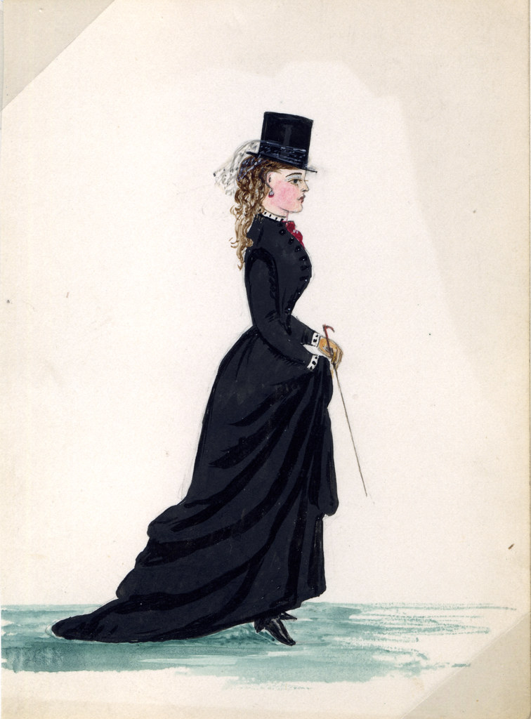 Watercolour of a woman in a riding habit