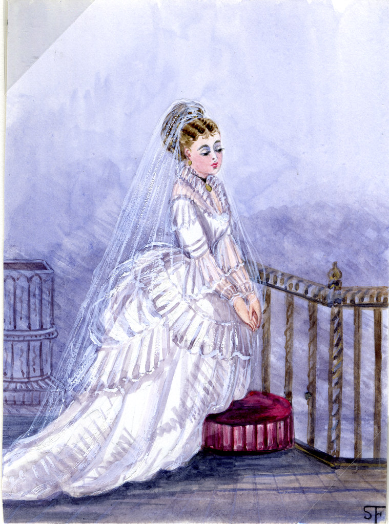 Watercolour of a woman in a wedding dress