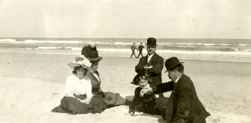 People sitting on a beach.