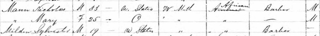 1871 census listing for Mann family