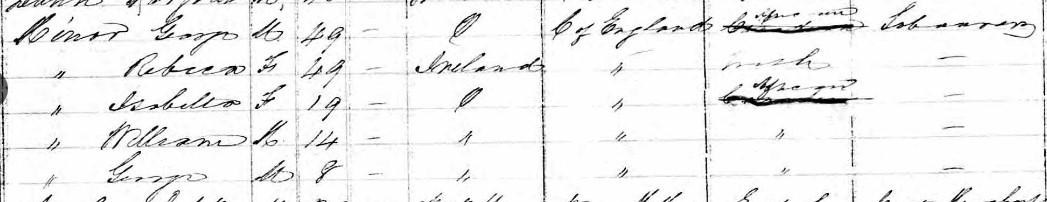 1871 census listing for Minor family