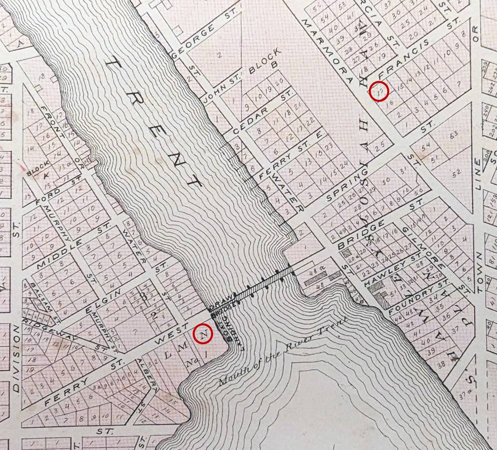 Map of Trenton lots from 1878 Belden Atlas.