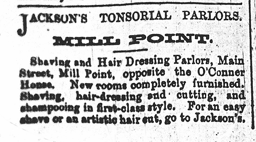 Ad for Jackson's Tonsorial Parlor