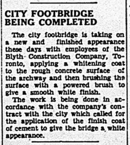 City Footbridge Being Completed with a coat of white paint.