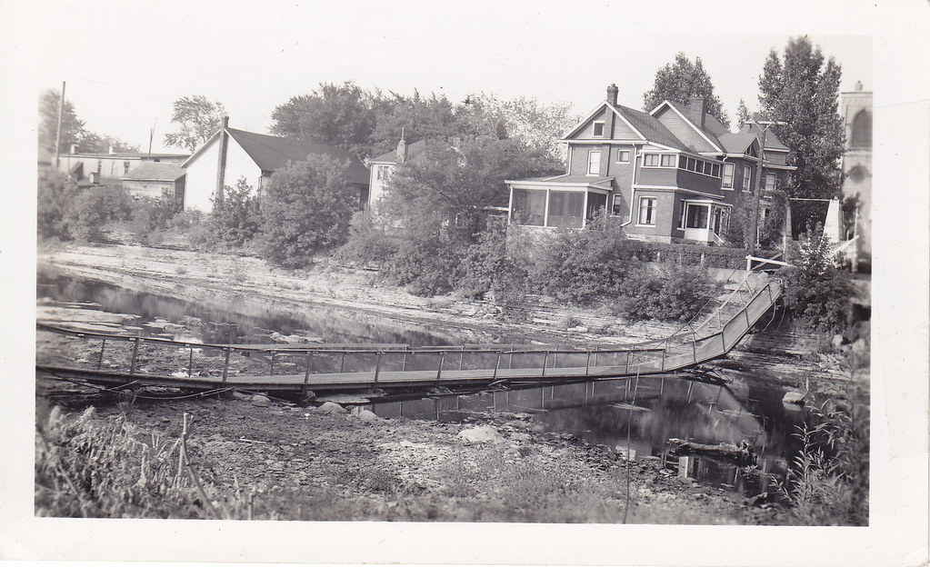 Bridge collapsed on river bed.