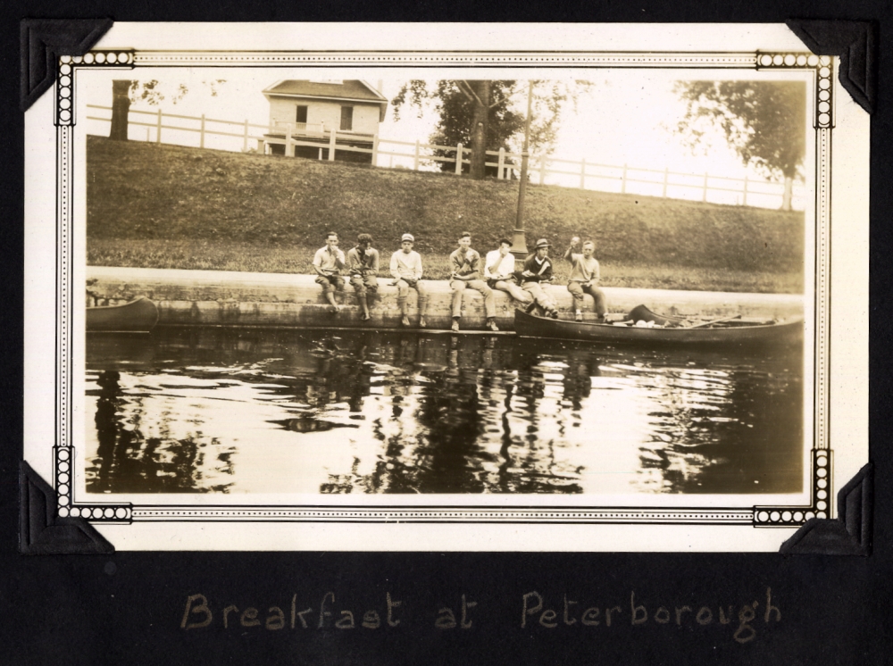 Easting breakfast on the side of the waterway at Peterborough.