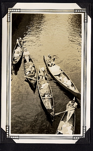 Canoes in a lock.