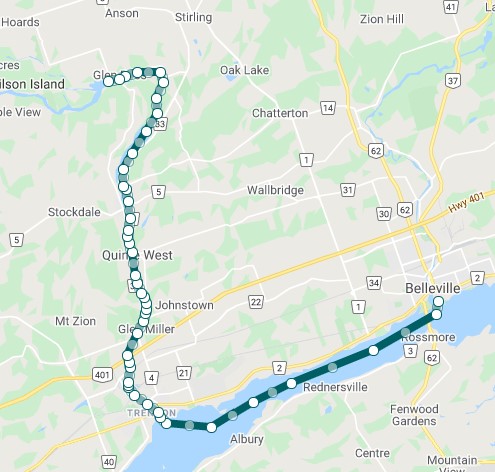 Route map for canoe trip, July 19, 1932