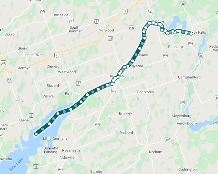 Route map for canoe trip, July 21, 1932