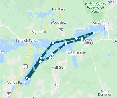 Route map for canoe trip, July 24, 1932