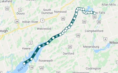 Route map for canoe trip, July 27, 1932