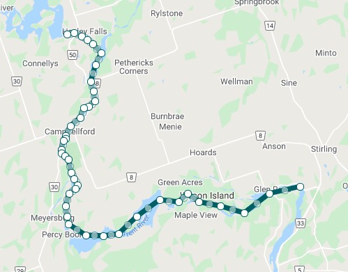 Route map for canoe trip, July 28, 1932