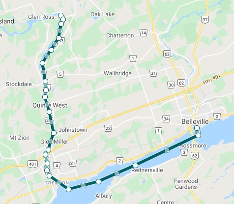 Route map for canoe trip, July 29, 1932