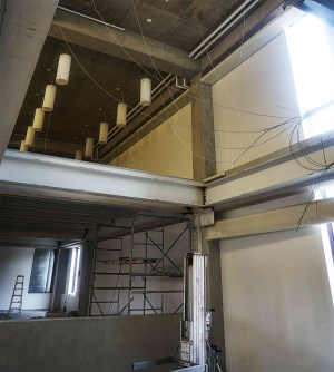 Interior of Belleville Public Library, showing new third floor for archives vault