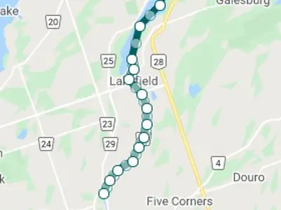 Map of canoe route taken on 25 July 1932.