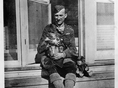 Vernon Castle and his pet monkey.