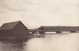 Photograph of a covered bridge.