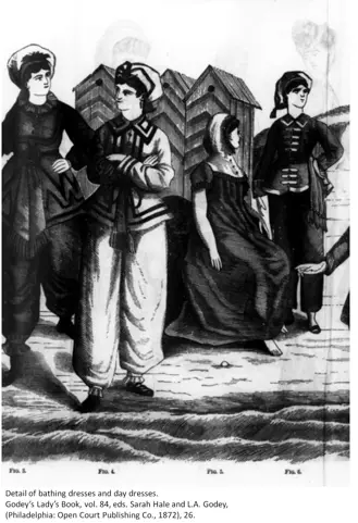Print of women in bathing dresses.