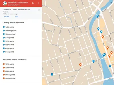 Location of Chinese residents in Belleville in 1924.