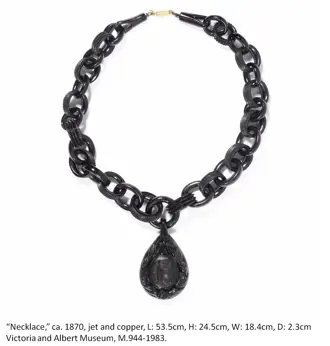 Photograph of a necklace made from jet.