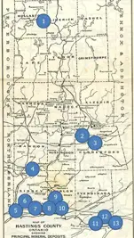 Map of Hastings County with locations of Black families.