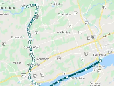 Map of canoe route taken on 19 July 1932.