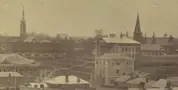 Detail of a photograph of the courthouse area of Belleville.