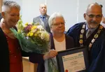Lorna Garbutt with Mayor Christopher and Councillor Denyes.