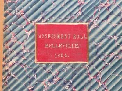 Cover of Belleville assessment roll for 1854.