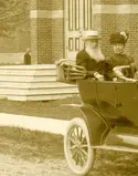 Lurking figure in background of photograph.