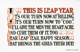 Postcard about women proposing to men in leap years.