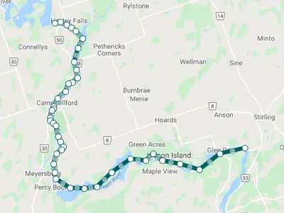 Map of canoe route taken on 28 July 1932.