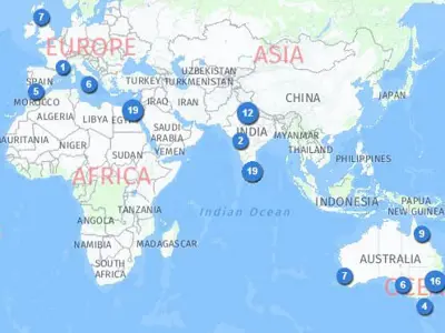 Flickr map of locations of Kilties photos.