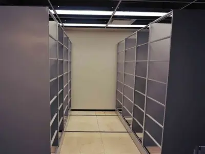 Shelving under construction.