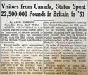 Newspaper article about visitors from North America to United Kingdom.