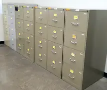 Filing cabinets.