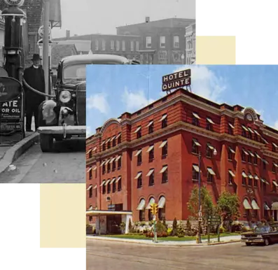 1930s car and Hotel Quinte.