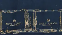 Blueprint showing segregated boys' and girls' lunch rooms.