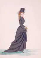 Drawing of a woman in a riding habit.